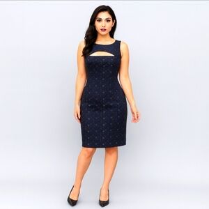 BLACK HALO Sheath Dress Floral Lace Blue 2